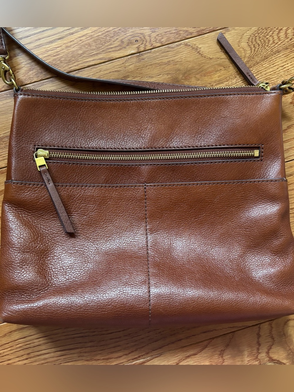 Fossil Brown Pebbled Leather Crossbody Bag Adjustable Strap